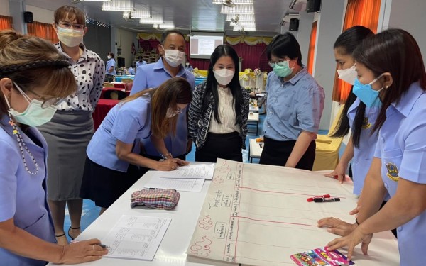 ประมวลภาพกิจกรรมการอบรมเชิงปฏิบัติการโครงการปรับปรุงหลักสูตรสถานศึกษา ประจำปี 2565  กิจกรรมจัดทำหลักสูตรรายวิชาเพิ่มเติมภาษาจีน ในวันที่ 5 พฤษภาคม 2565