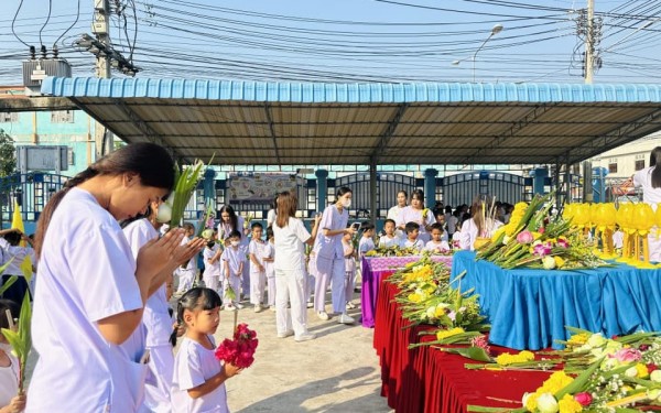 วันที่ 23 กุมภาพันธ์ 2567 โรงเรียนเทศบาล1(เกริกกฤตยาอุปถัมภ์) ดำเนินการจัดกิจกรรมพิธีทางศาสนา วันมาฆบูชา